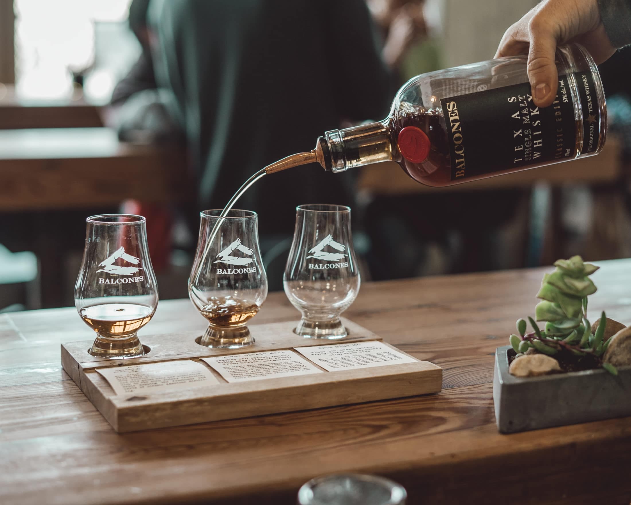 Pouring Texas 1 into whisky flight